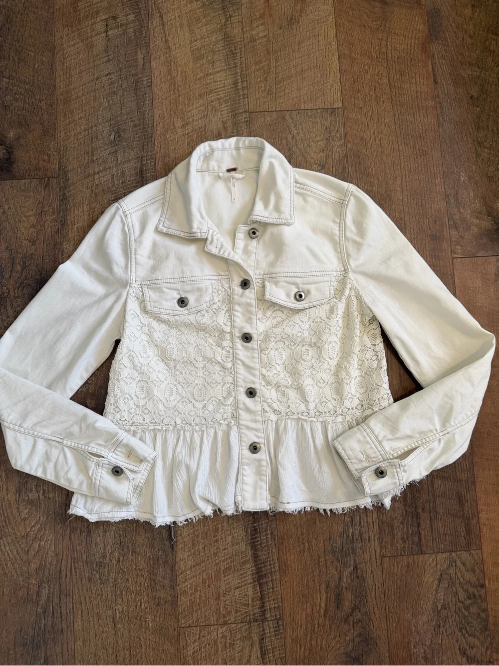 Free People Denim Jacket with Lace - Picture 2 of 10
